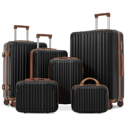 6-Piece Durable Hardshell ABS Luggage Set with Spinner Wheels, TSA