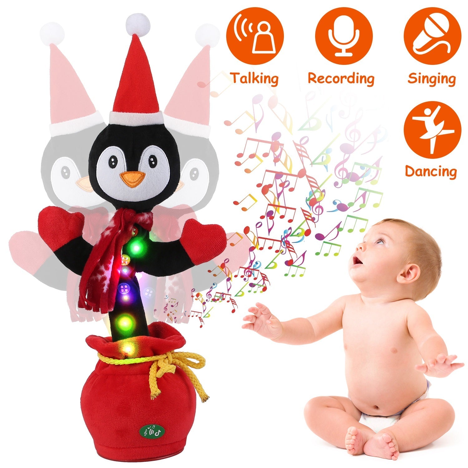 1Pc Penguin Or Elk Kid Electric Dance Toy Christmas Elk Snowman Senior