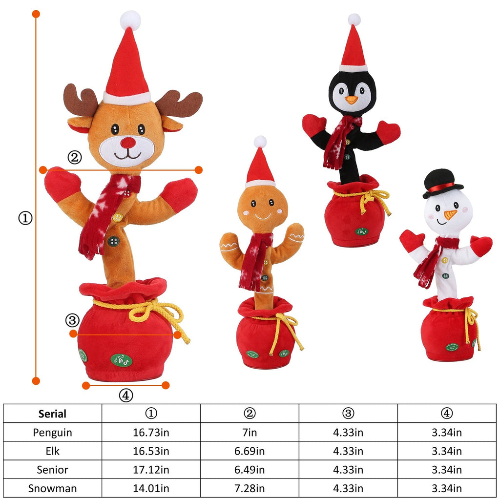 1Pc Penguin Or Elk Kid Electric Dance Toy Christmas Elk Snowman Senior