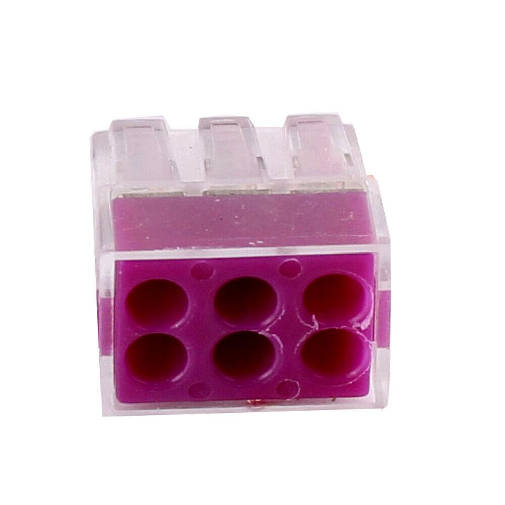 6 Way Connector Wire Pole Push Reusable Terminal Block Electric