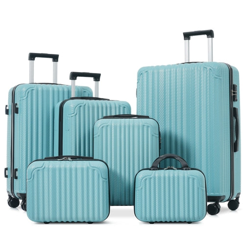 6-Piece Durable Hardshell ABS Luggage Set with Spinner Wheels, TSA