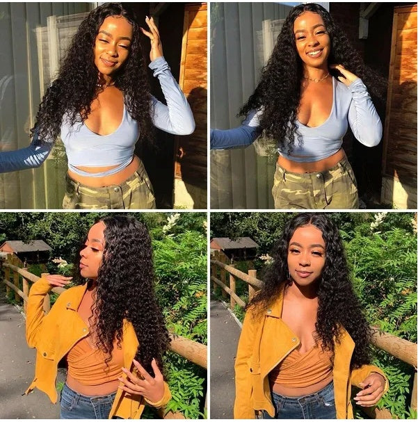 AA Hair Front Wig Womens Brazilian Human Long Curly Lace Wavy Hair