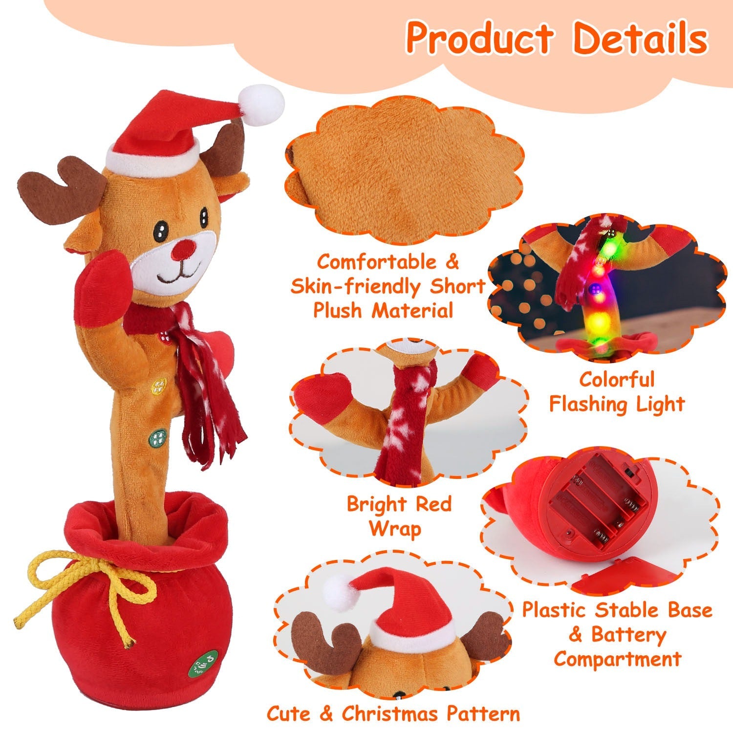 1Pc Penguin Or Elk Kid Electric Dance Toy Christmas Elk Snowman Senior
