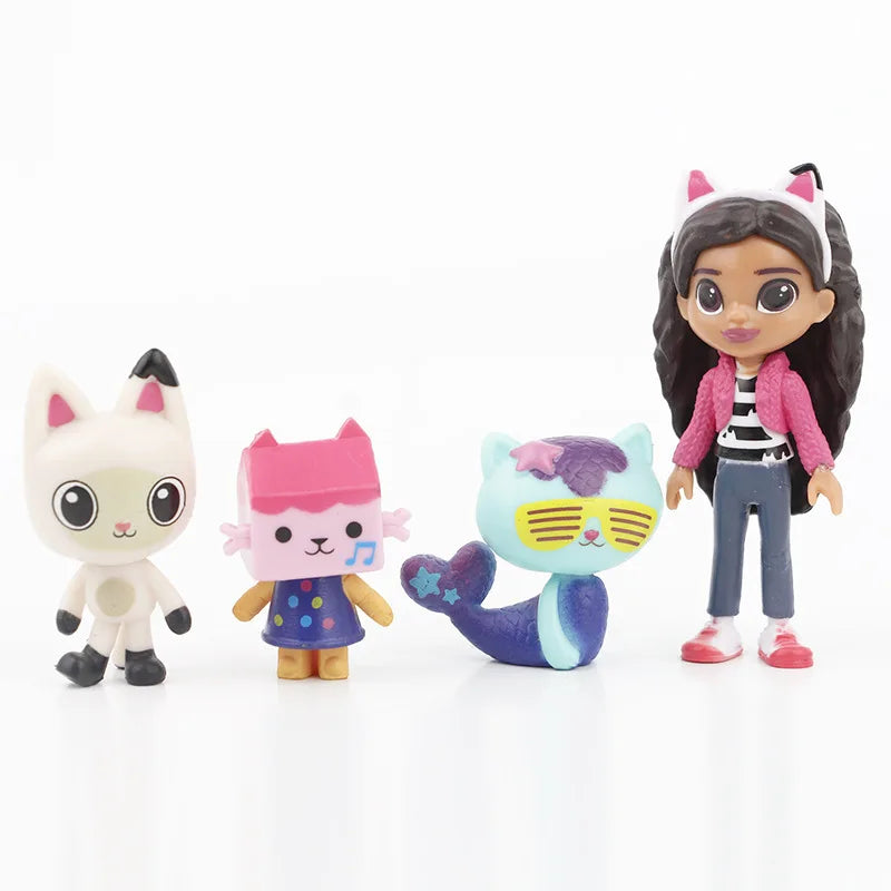 13pcs Gabby Dollhouse Anime Figure Toy Smiling Car Cat Hug Gaby Girl