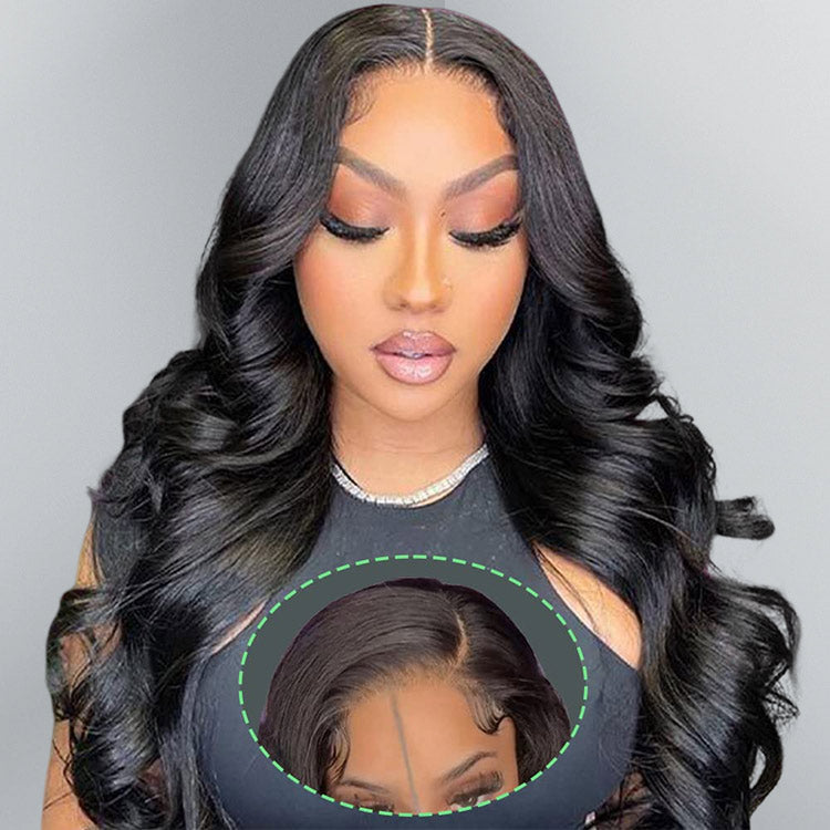 4x7 Lace Closure Wig Human Hair Natural Color Body Three-Dimensional