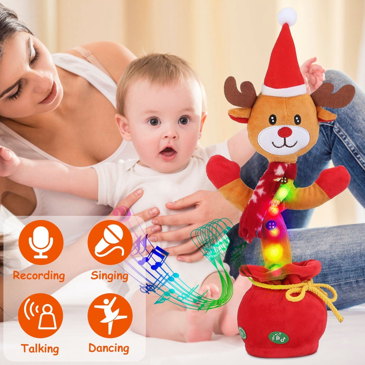 1Pc Penguin Or Elk Kid Electric Dance Toy Christmas Elk Snowman Senior