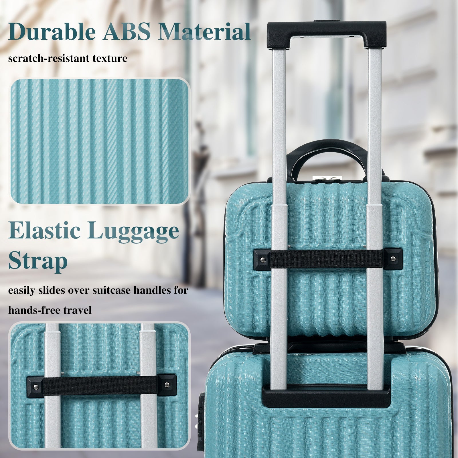 6-Piece Durable Hardshell ABS Luggage Set with Spinner Wheels, TSA