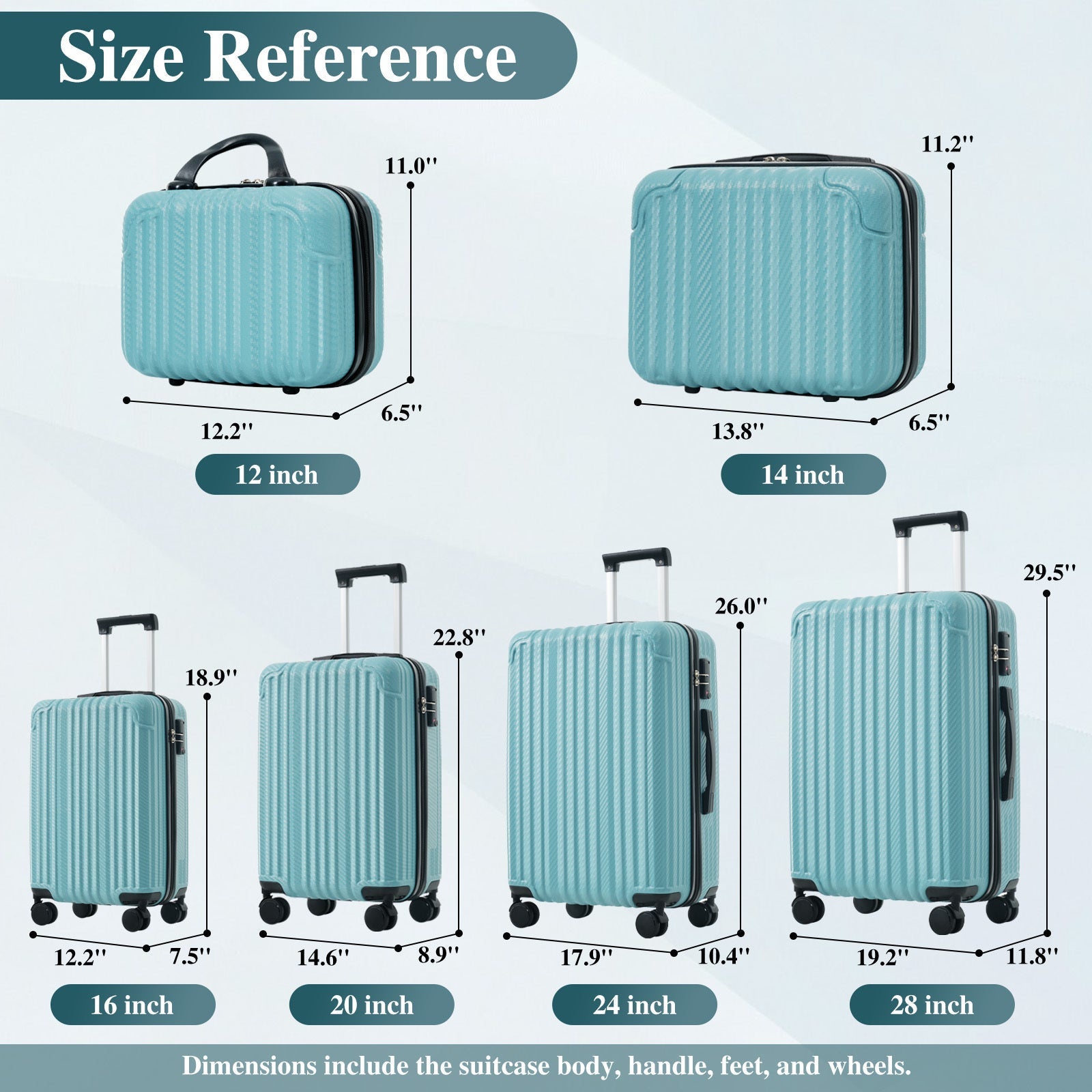6-Piece Durable Hardshell ABS Luggage Set with Spinner Wheels, TSA