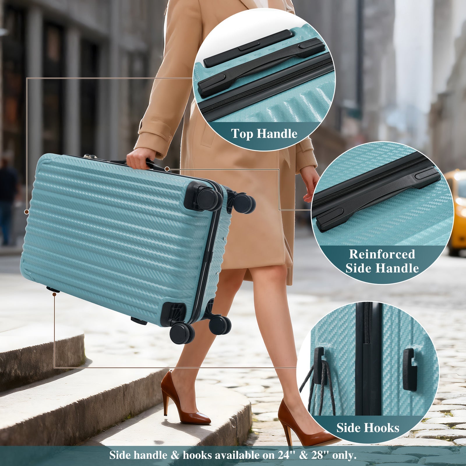 6-Piece Durable Hardshell ABS Luggage Set with Spinner Wheels, TSA