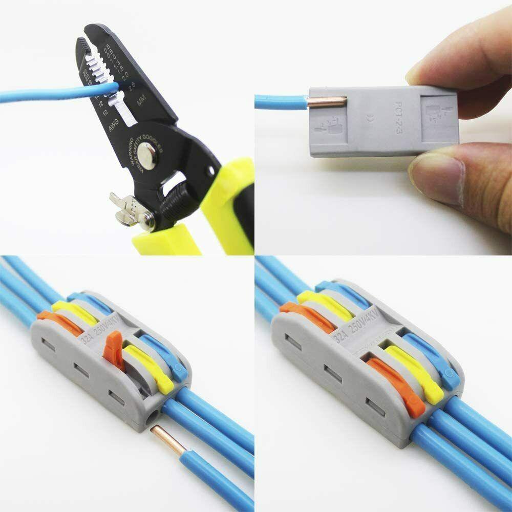 2/3 Way Electrical Connectors Wire Block Clamp Clips Fast Cable