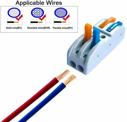 2/3 Way Electrical Connectors Wire Block Clamp Clips Fast Cable